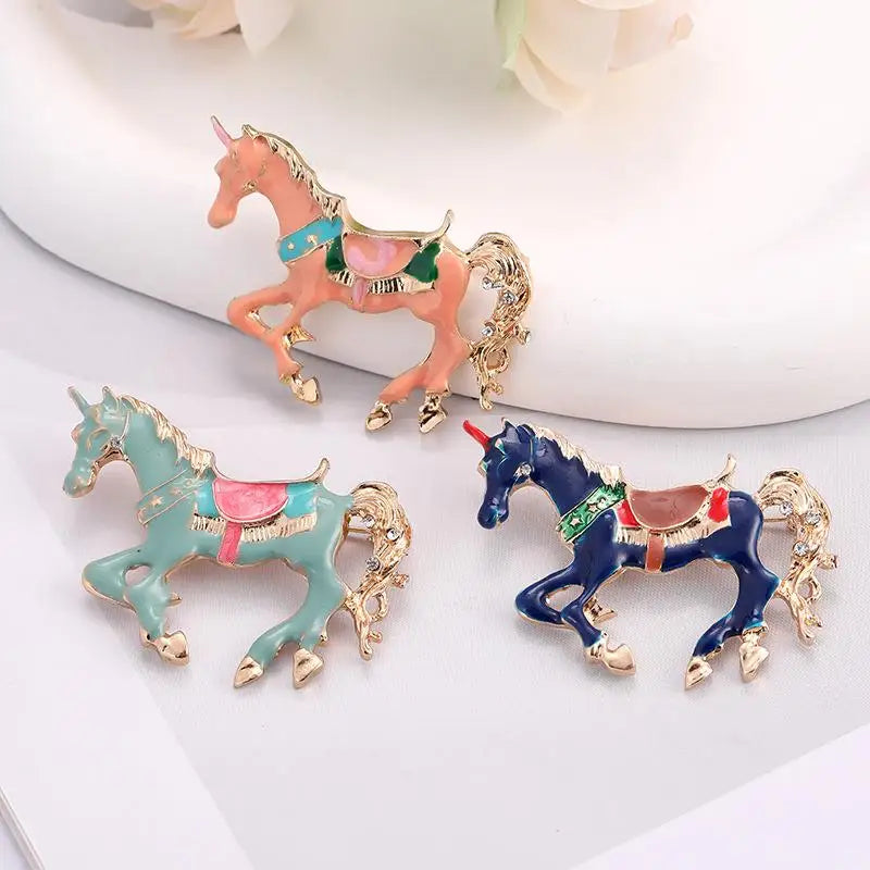 Enamel Horse Brooch | Vintage Zodiac Lapel Pin for Men & Women