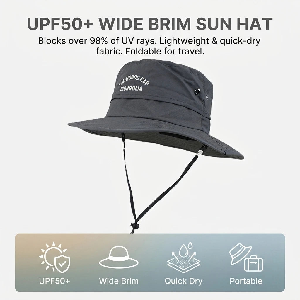 Unisex UPF50+ Wide Brim Sun Hat – Quick Dry Fishing Hat