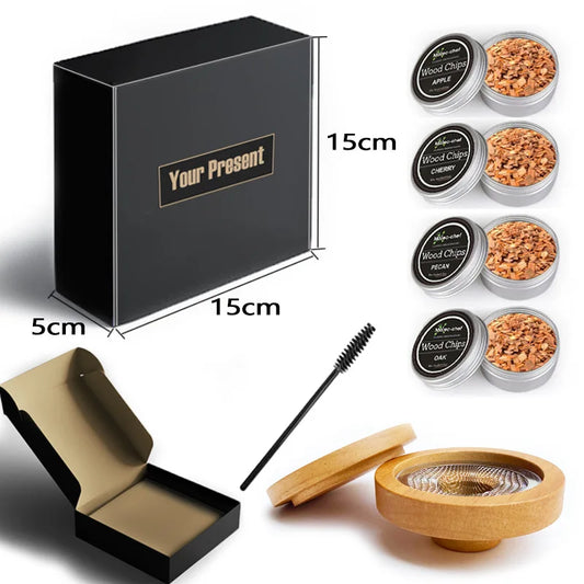 Whiskey Smoke Cocktail Accessories Smoking Wood Chips Cigar Lighter Base Food Steak Beverage Father's Gift Customized Flavors Peaceful Pleasures Health and Wellness 4 Woods Pack B