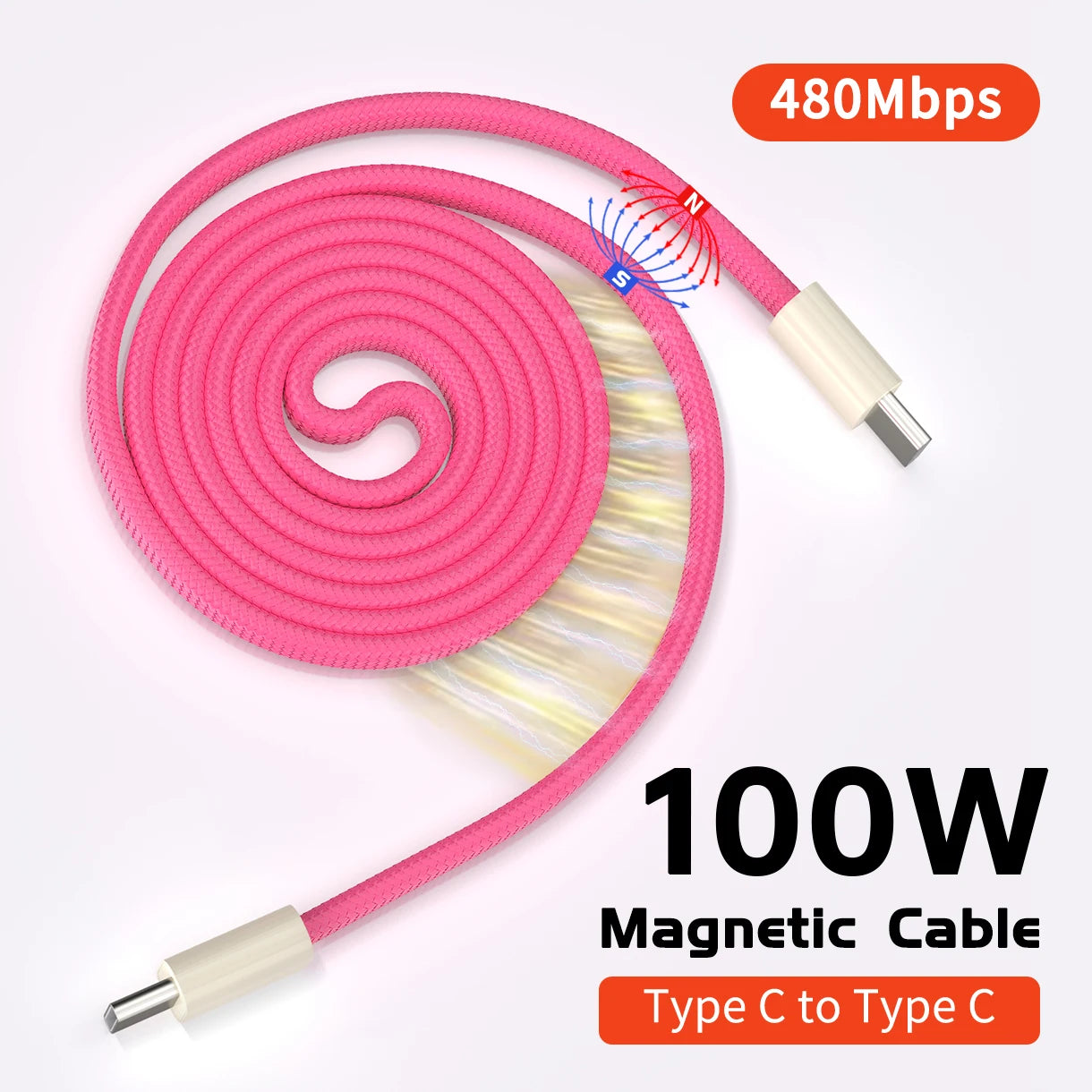 100W USB-C Magnetic Fast Charging Cable | 480Mbps Data