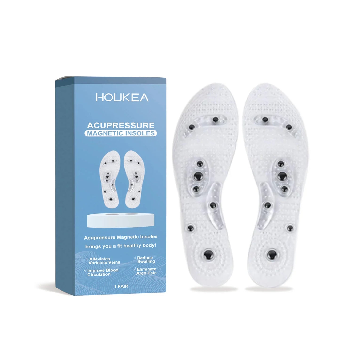 HOUKEA Acupressure Magnetic Insoles – Foot Pain & Fatigue Relief