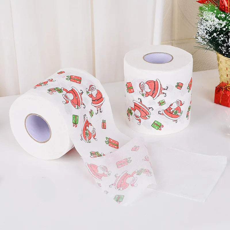 2Pcs Christmas Printed Tissue Disposable Printed Toilet Tissues Toilet Roll Paper Christmas Ornaments For Party New Year Gifts Peaceful Pleasures Health and Wellness The Christmas Box 2pcs