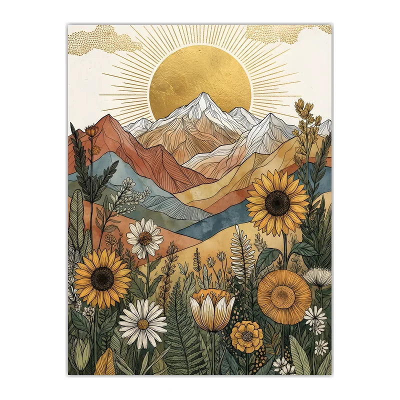 Boho Landscape Canvas Wall Art – Western Mountain Print Décor Canvas Wall Art Peaceful Pleasures Health and Wellness 02 40x60cm No Frame China Mainland