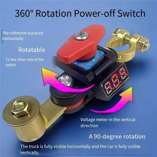 Car Battery Disconnect Switch 12-24V Rotatable | Digital Display Battery Disconnect Switch Peaceful Pleasures Health and Wellness
