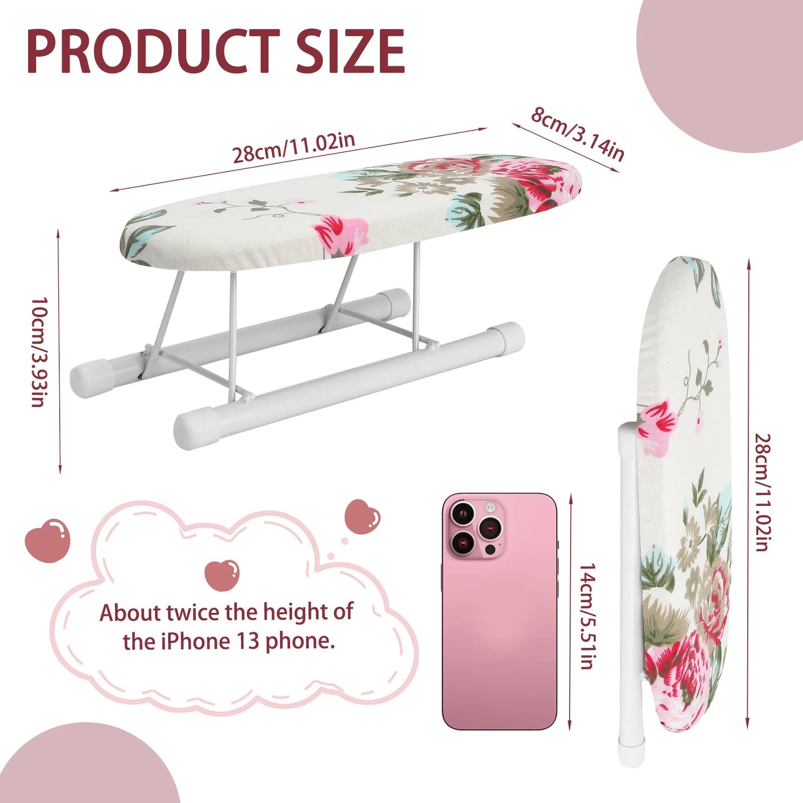 Mini Portable Sleeve Ironing Board Home Desktop Foldable Ironing Board for Easy Storage and Carrying Suitable Shirt, Sleeve Size Peaceful Pleasures Health and Wellness