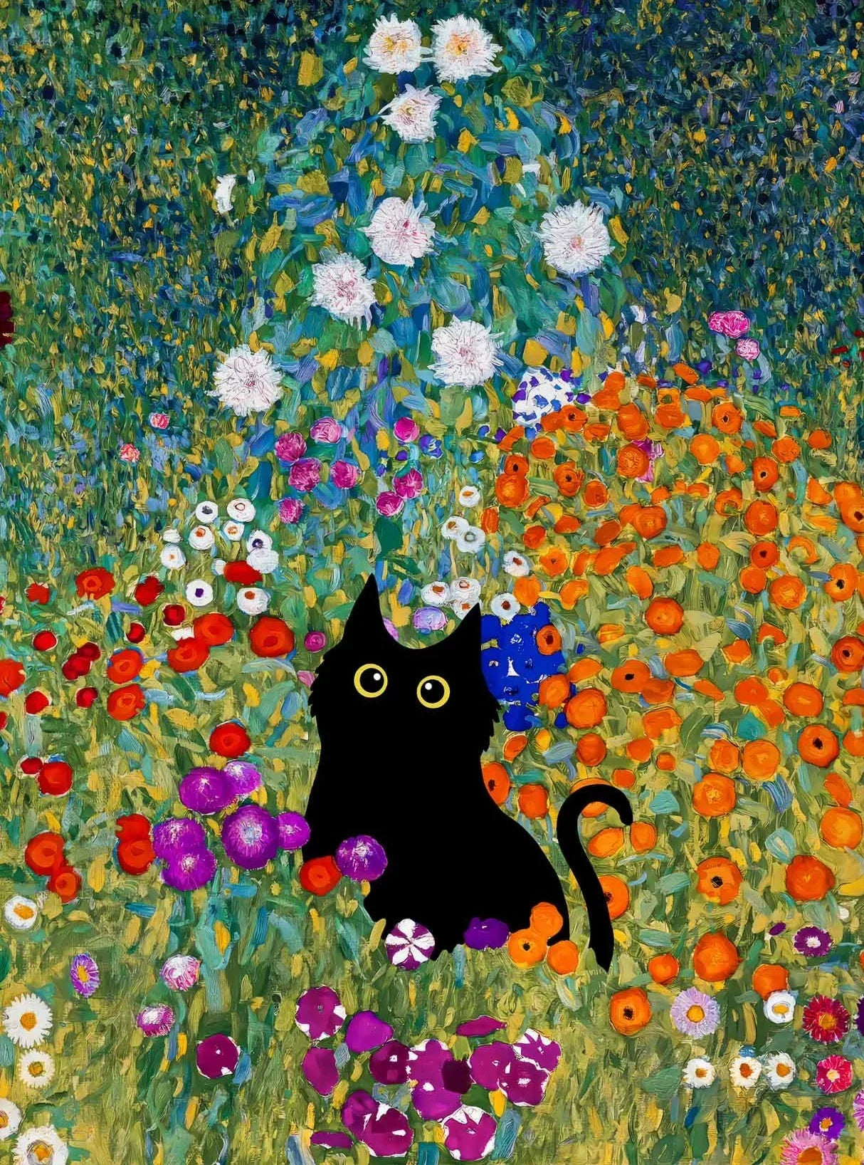 Monet Black Cat Lotus Pond Canvas Print | Wall Art Decor