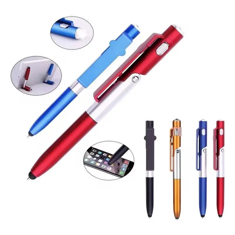 4-in-1 Ballpoint Pen Stylus with Flashlight & Phone Stand