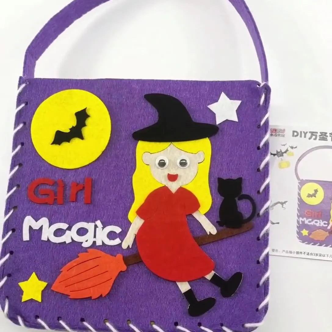 Hand Sewn Halloween Trick Supports Tote Bags Kids DIY Crafts Kits