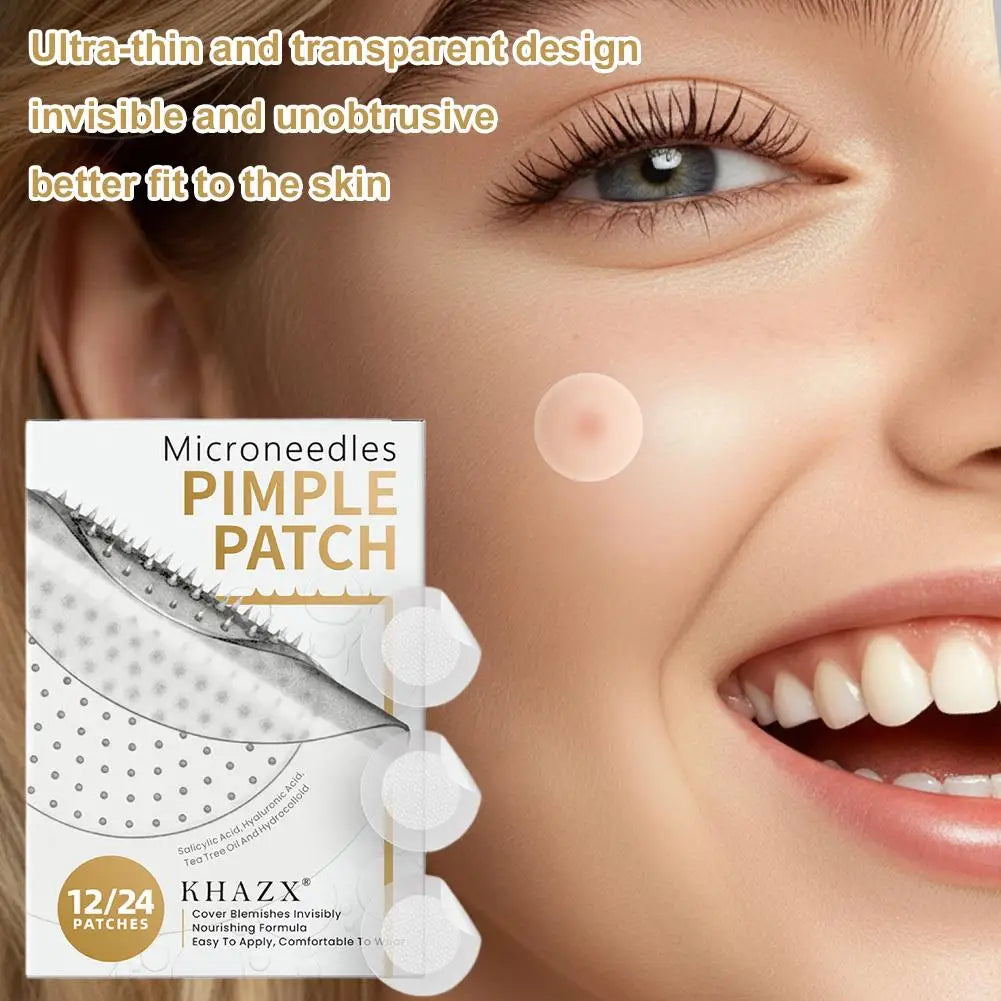 Hydrocolloid Micropoint Pimple Patches – 12/24 Invisible Acne Cover Patches with Micro Needles for Overnight Blemish Care Peaceful Pleasures Health and Wellness