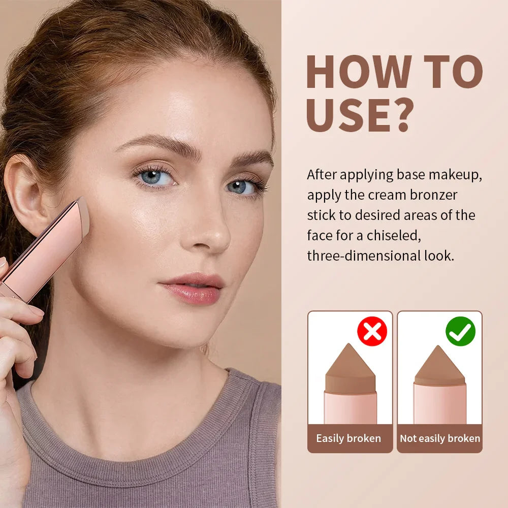 2-in-1 Cream Bronzer & Contour Stick – Waterproof, Buildable