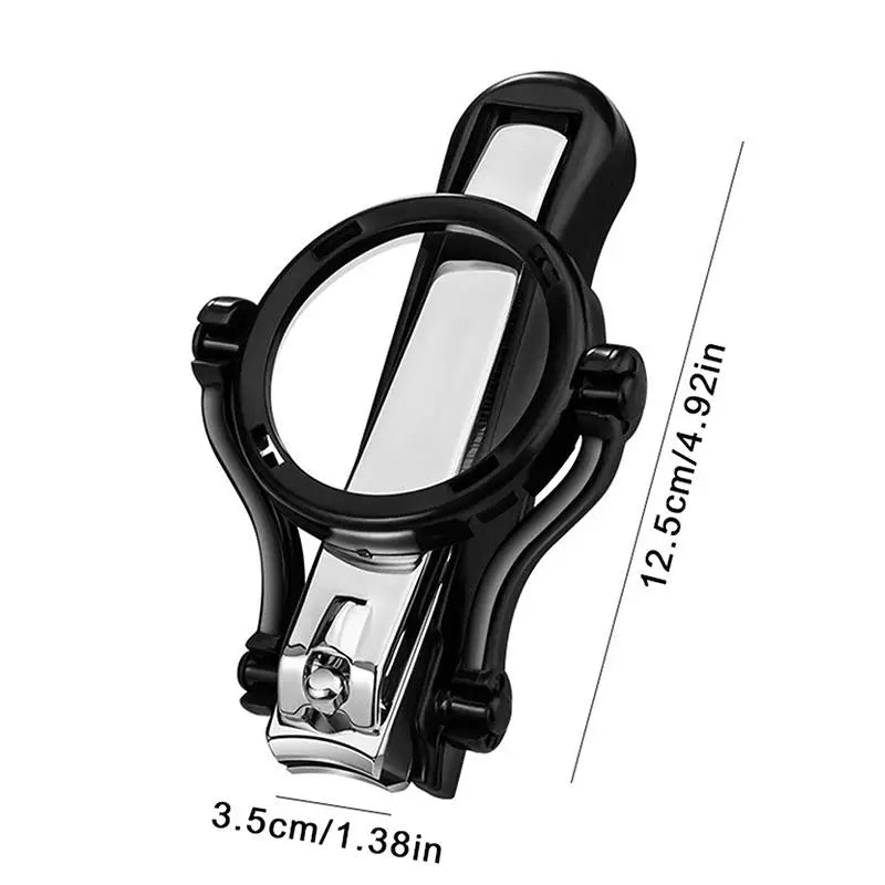 Nail Clipper With Magnifying Glass The Elderly Practical Stainless Steel Nail Clipper Anti-splash Beauty Big Clipper Tool Gifts Peaceful Pleasures Health and Wellness Black