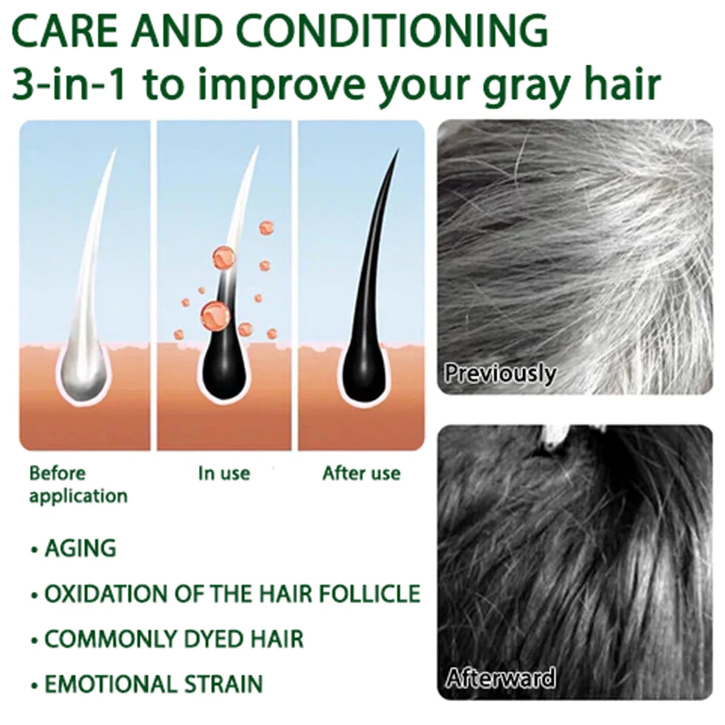 EELHOE Gray Hair Darkening Spray – Natural Black Hair Treatment