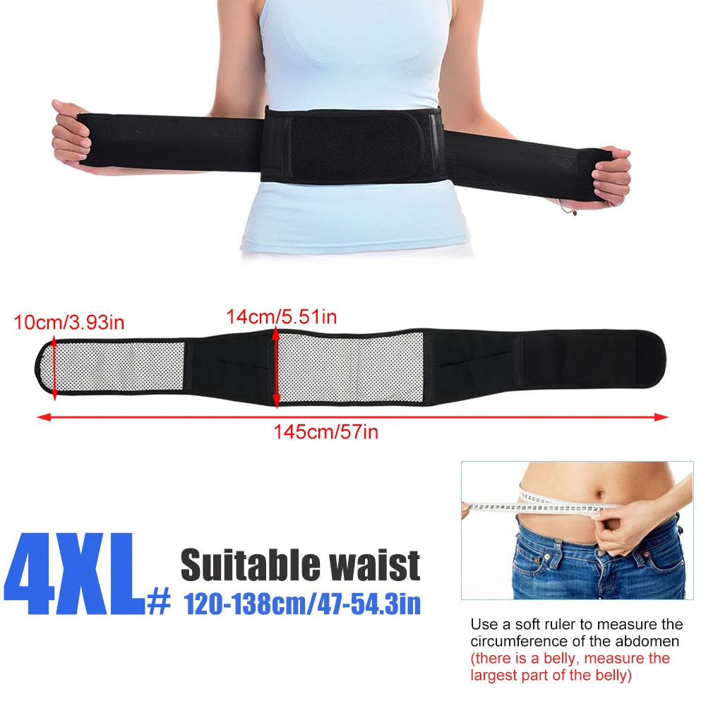 1PCS Magnetic Heated Back Brace Belt - Self Heating Lumbar Support for Pain Relief, Breathable Waist Support Belt for Men & Wome Peaceful Pleasures Health and Wellness Black-1PCS-4XL