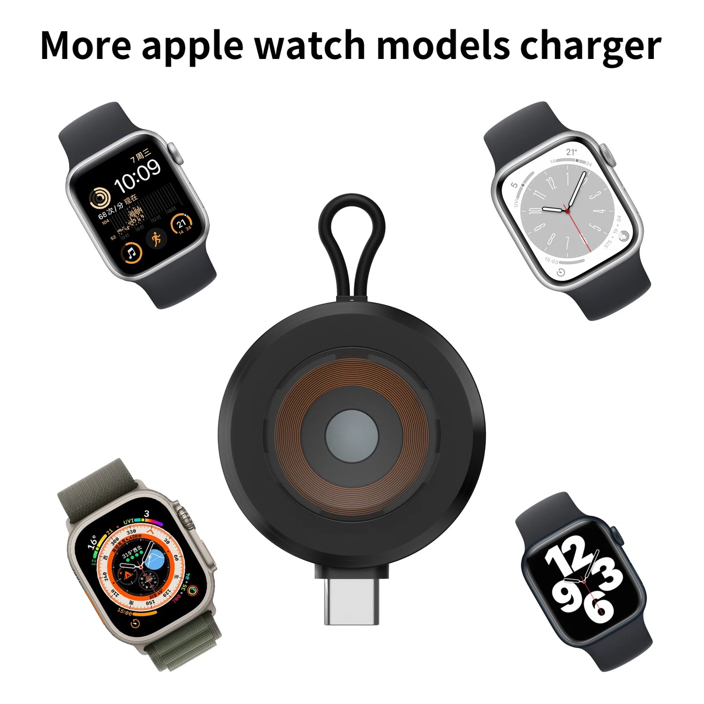 USB C Portable Watch Magnetic Wireless Charger For Apple Watch Ultra 2 3 4 5 6 7 8 9 SE Samsung Galaxy 6 Classic 5 Pro 4 Active Peaceful Pleasures Health and Wellness