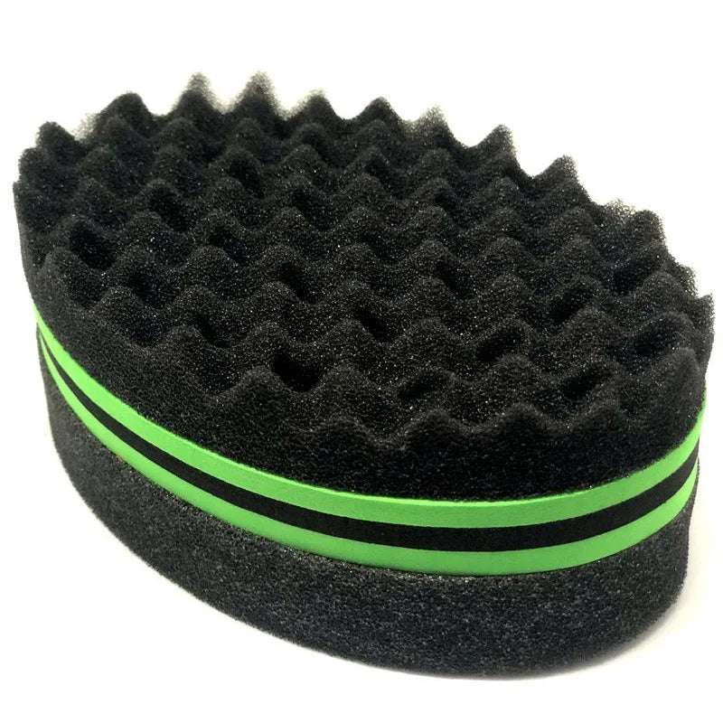 Oval Sponge Hair Brush Double Sided Hair Curler Wave-Shaped Hair Curl Twist Hair Brush Sponge Hair Styling Tools Peaceful Pleasures Health and Wellness green