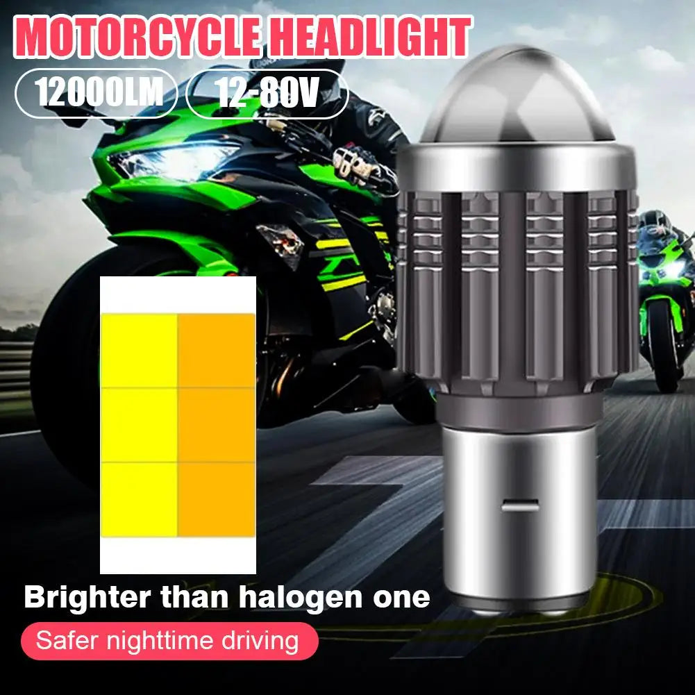 BA20D LED Motorcycle Headlight Bulb 12000LM Hi/Lo Beam 12V