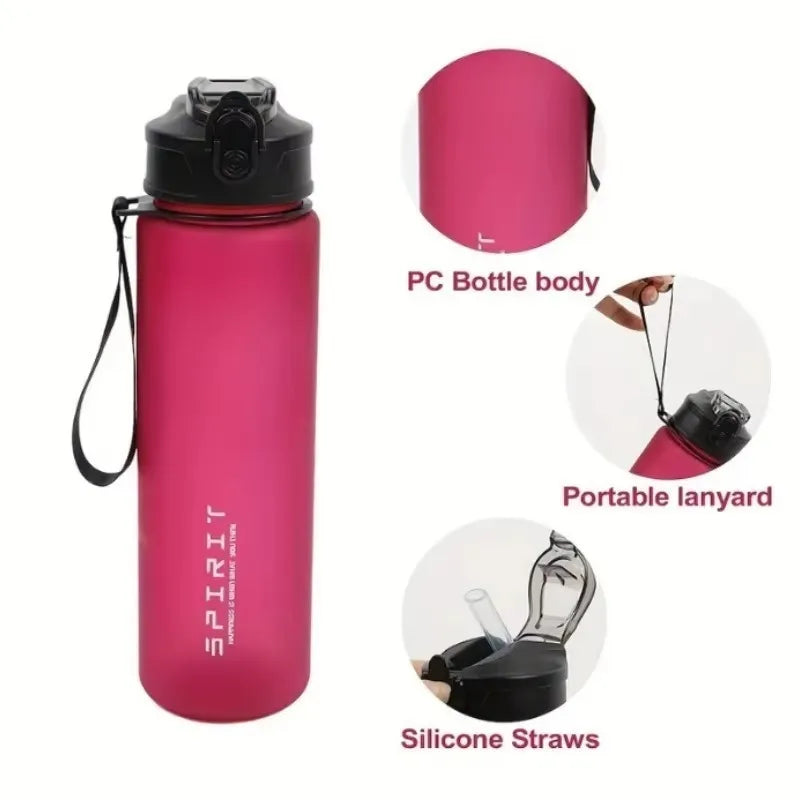 750ml Frosted BPA-Free Sports Water Bottle with Carry Rope