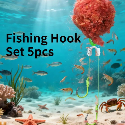 Fishing Hook Set 5pcs High Carbon Steel Spring Hook Barbed Fluorescent Green for Anglers Sharp Strong Fishhook Accessories Peaceful Pleasures Health and Wellness
