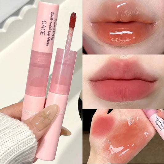 Double-Headed Lip Gloss | Matte Velvet & Mirror Finish, 4 Colors Lip Gloss Peaceful Pleasures Health and Wellness