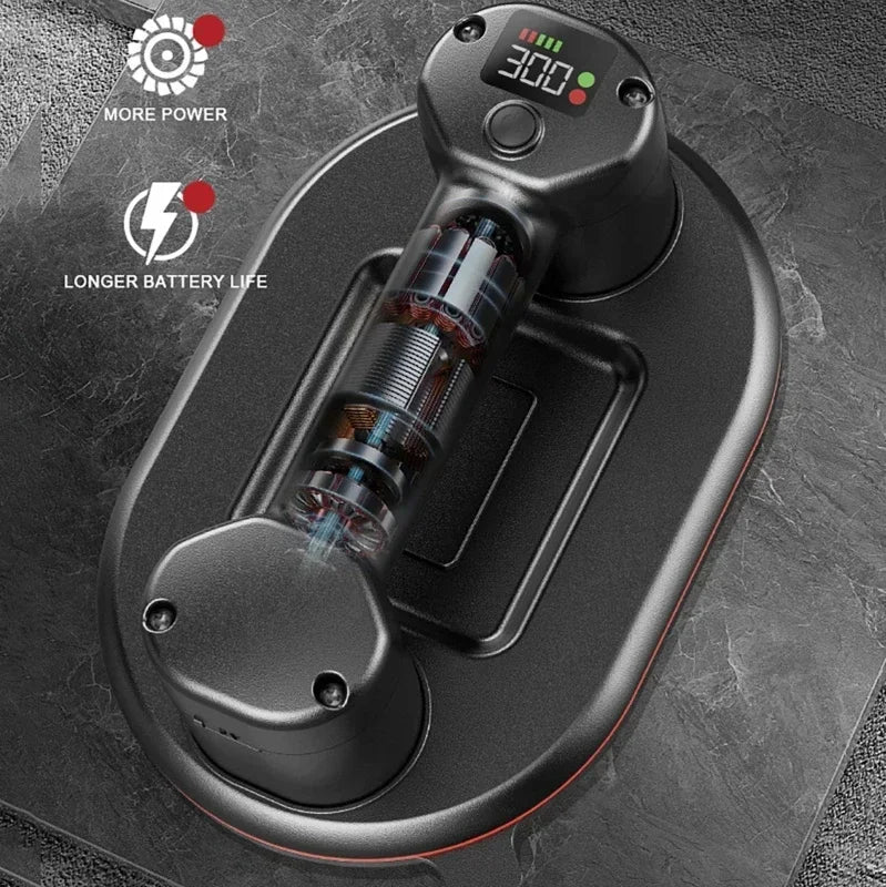 Intelligent Display Industrial Grade Electric Vacuum Suction Cup 300KG Load Heavy Duty Granite Tile Glass Lifter 4000mAh Battery Peaceful Pleasures Health and Wellness
