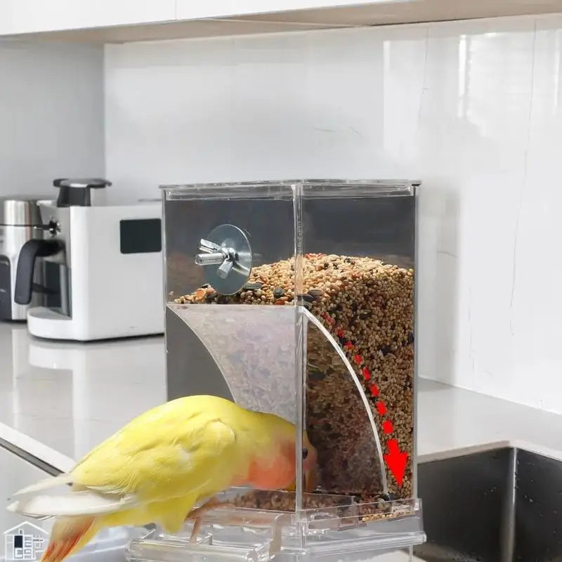 Large Anti-Splash Bird Feeder Box for Parrots & Small Birds