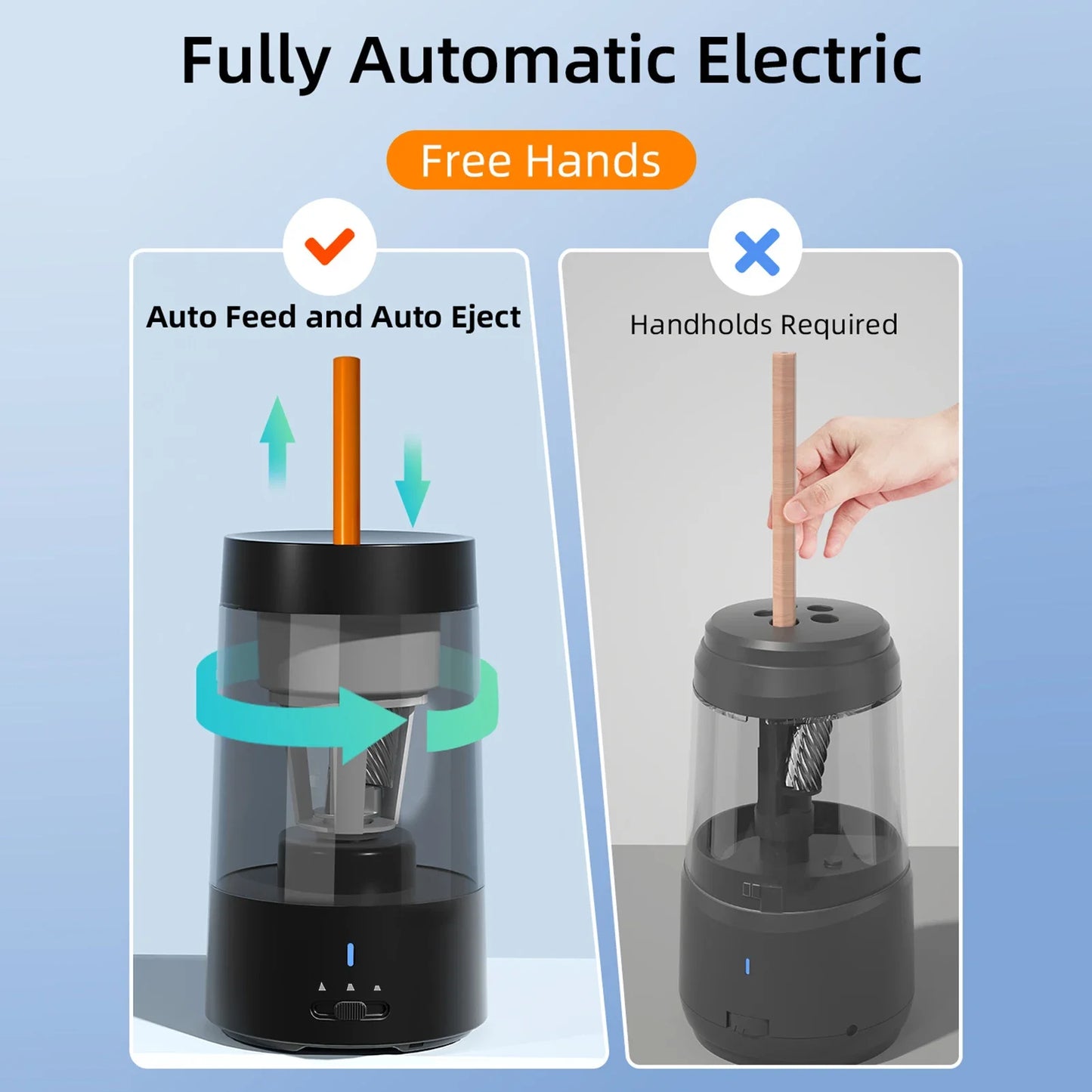 Automatic Electric Pencil Sharpener Portable Battery Powered 6