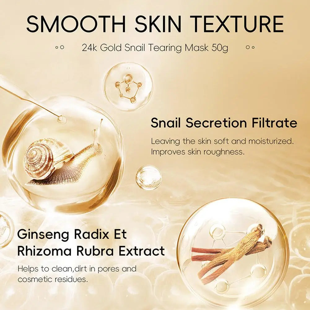 LAIKOU 24K Gold SNAIL TEARING Mask Deep Cleansing Remove Blackhead Face Care 50g Peaceful Pleasures Health and Wellness