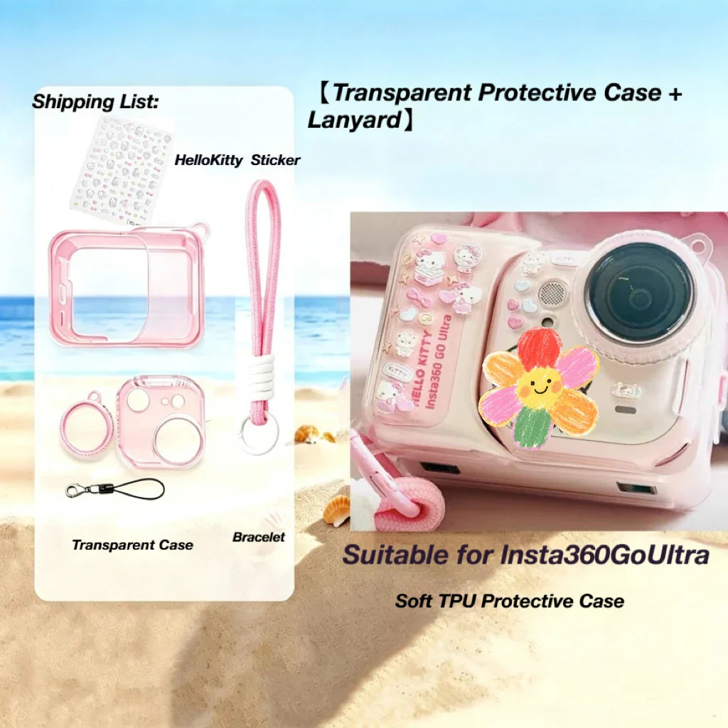 TPU Protective Case for Insta360 Go Ultra + Lens Cap & Lanyard