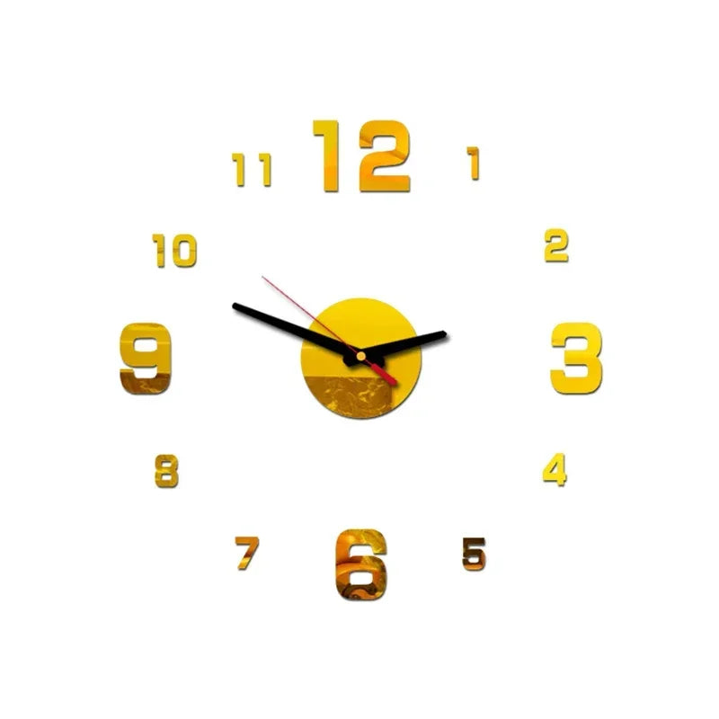 Luminous Decoration Digital Wall Clock Homes DIY Watches Frameless Decoration for Bedroom Families Living Room Stereo Led Peaceful Pleasures Health and Wellness Gold 40cm