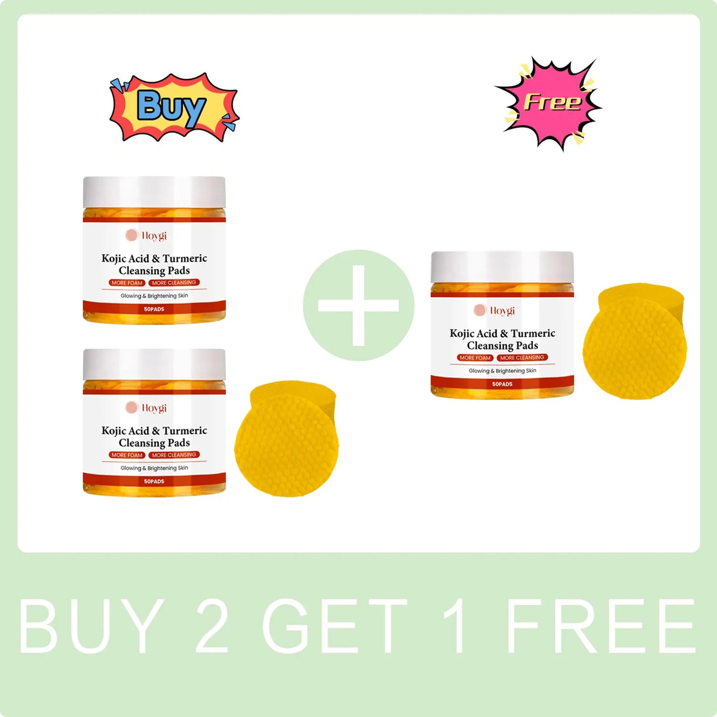 Turmeric Kojic Cleansing Pads for Face Fade Dark Spots Brighten Exfoliating Shrink Pores Oil Control Brighten Cleanser Skin Care Peaceful Pleasures Health and Wellness Buy 2 Get 1 Free