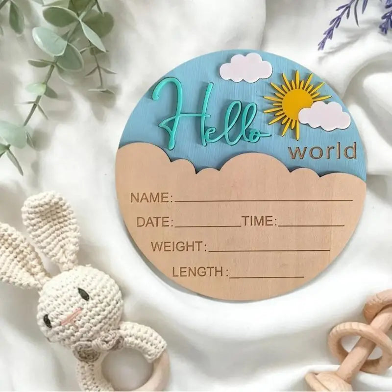 Hello Baby Wooden Sign | Birth Announcement & Nursery Photo Prop