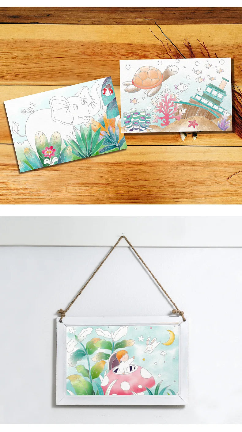 20Page Children's Creative Watercolor Painting Book Fairy Ocean