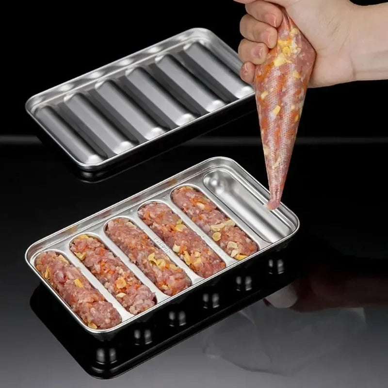 6 in 1 Sausage Maker Stainless steel Mold DIY Hot Dog Handmade ham sausage mould Kitchen Making and Refrigerated Hot Dog tool Peaceful Pleasures Health and Wellness