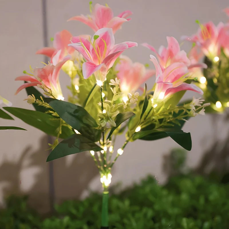 Solar LED Lily Flower Garden Stake Light | Outdoor Lawn Decor