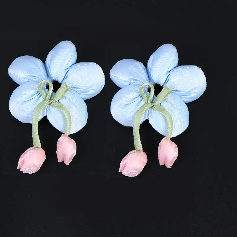 Candy Color Flower Scrunchie – Soft Fabric Hair Tie for Women