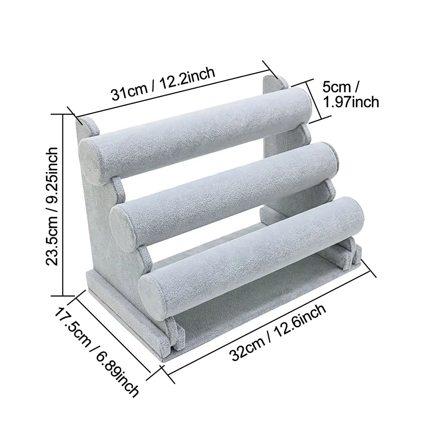 3-Tier Velvet Bracelet & Watch Jewelry Organizer Stand Rack