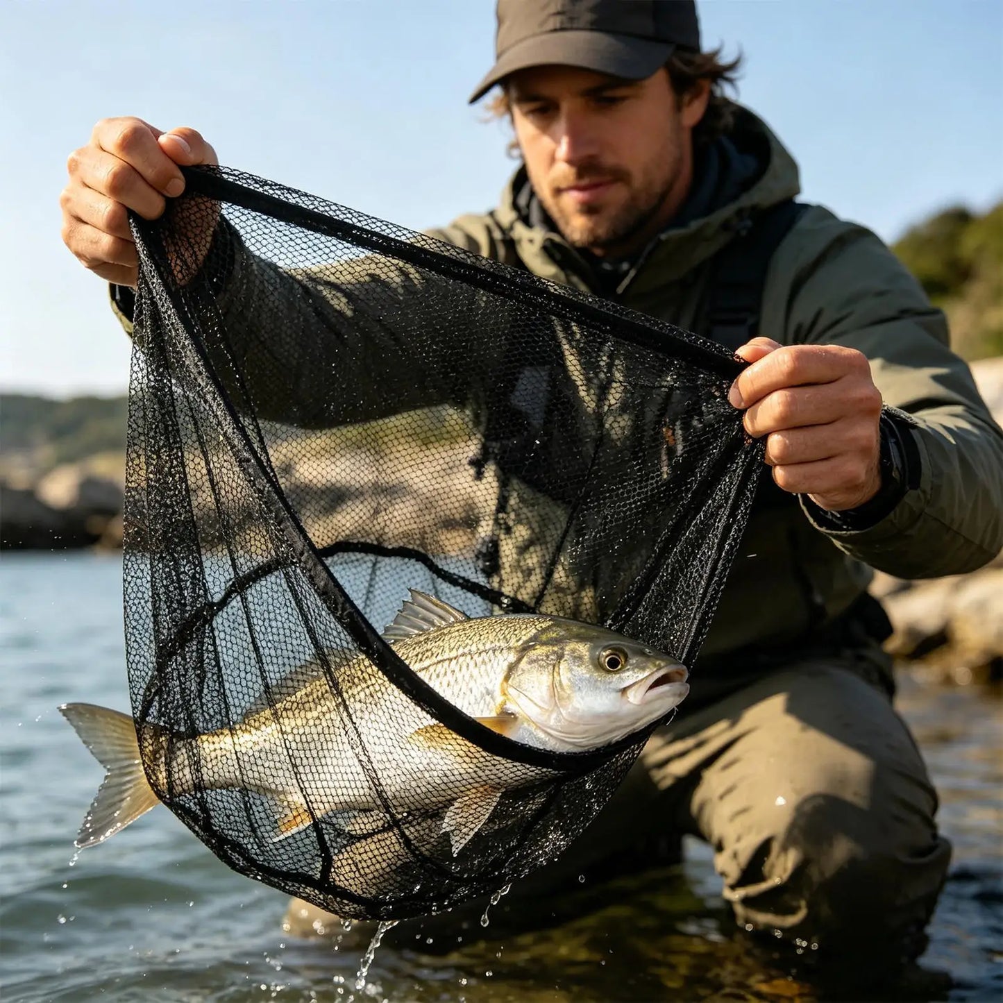 Large Lightweight Fishing Landing Net | Saltwater & Freshwater