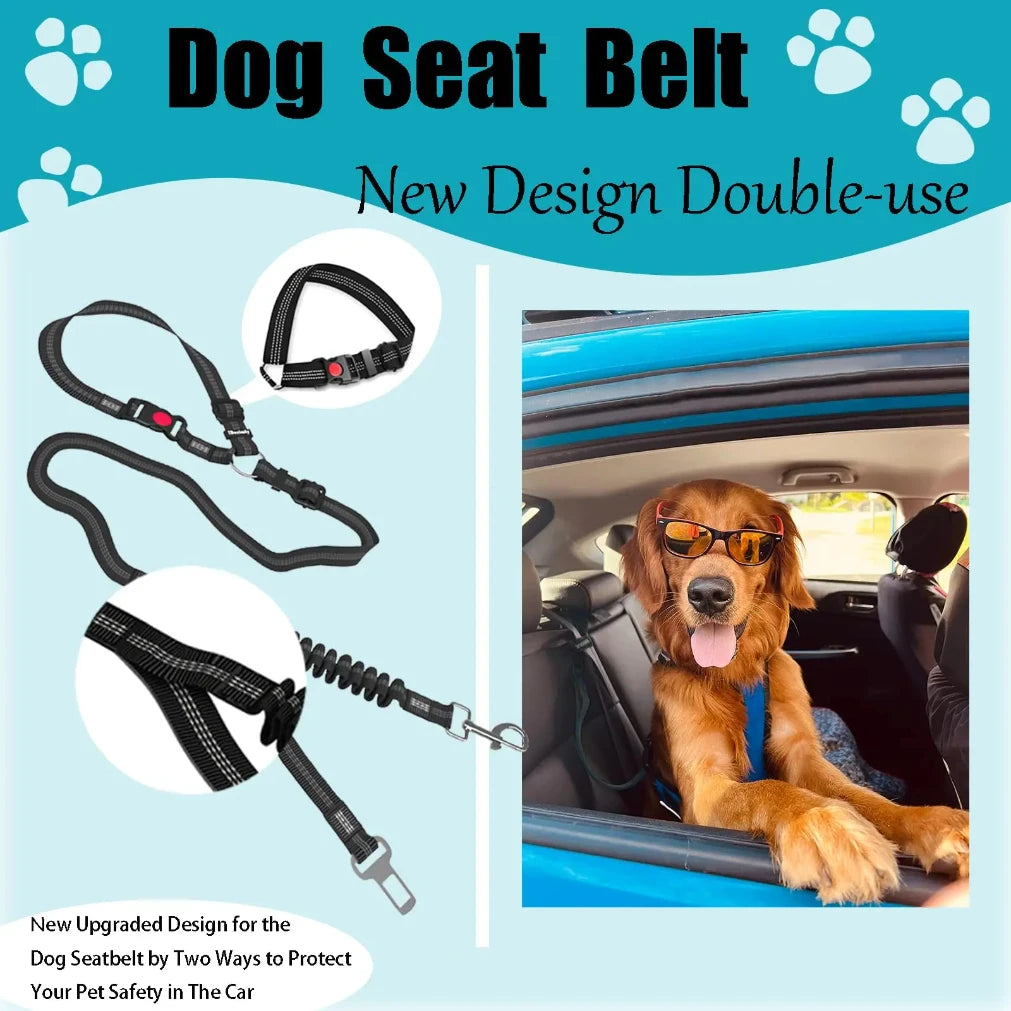 Adjustable Heavy-Duty Dog Car Seat Belt | Striped Nylon