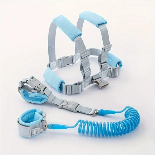 Kids Anti-Lost Leash with Pulling Rope, Anti-Lost Back Pack, Safety Strap with Spring Rope, Blue and Pink Polyester, for Peaceful Pleasures Health and Wellness