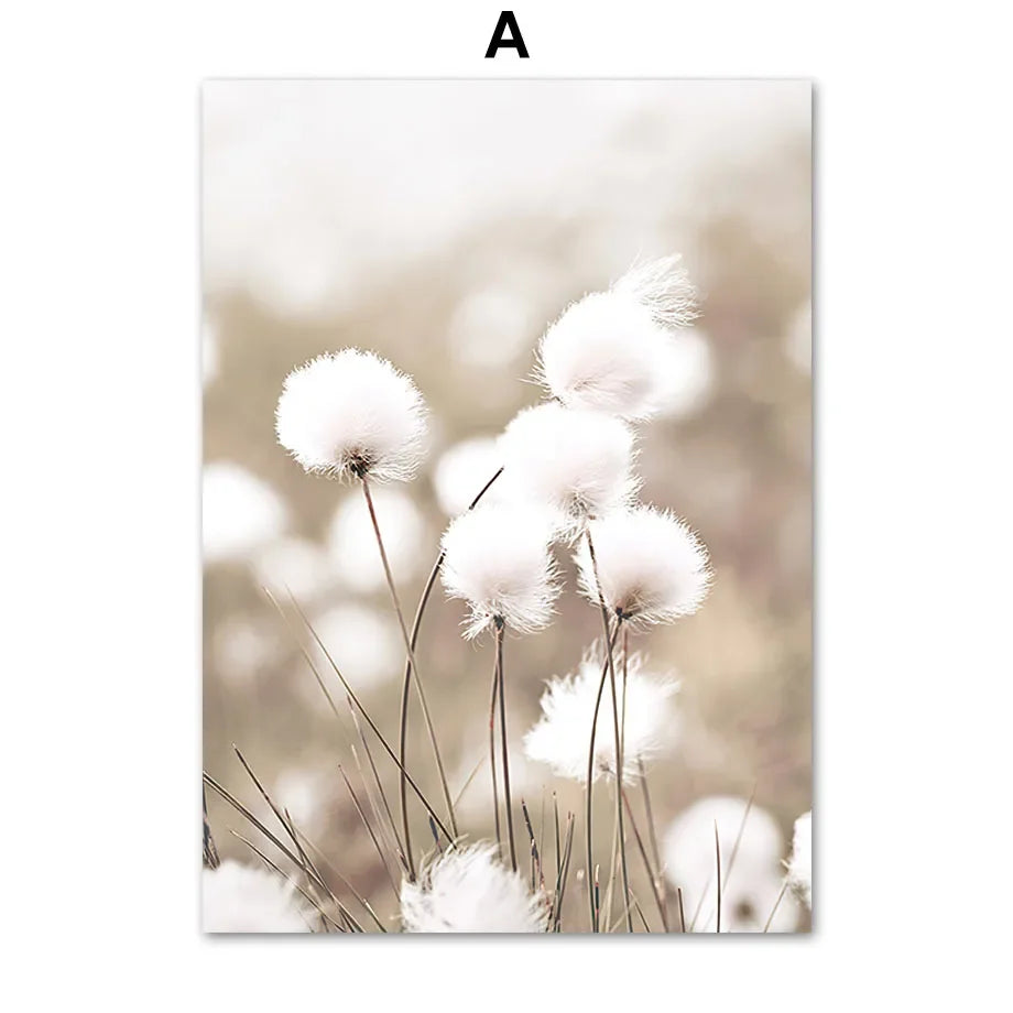 Abstract Floral Feather Canvas Wall Art Print | Unframed Poster