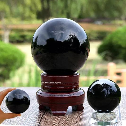 Natural Black Obsidian Crystal Ball Sphere 30/40/50mm Décor Crystal Sphere Decor Peaceful Pleasures Health and Wellness 50mm