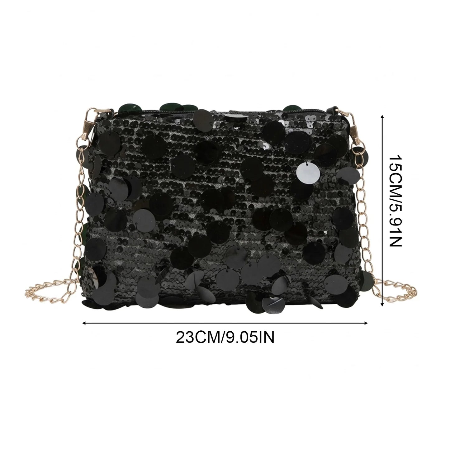 Women Sequins Crossbody Bag With Chain Strap And Colorful Patchwork Design Peaceful Pleasures Health and Wellness