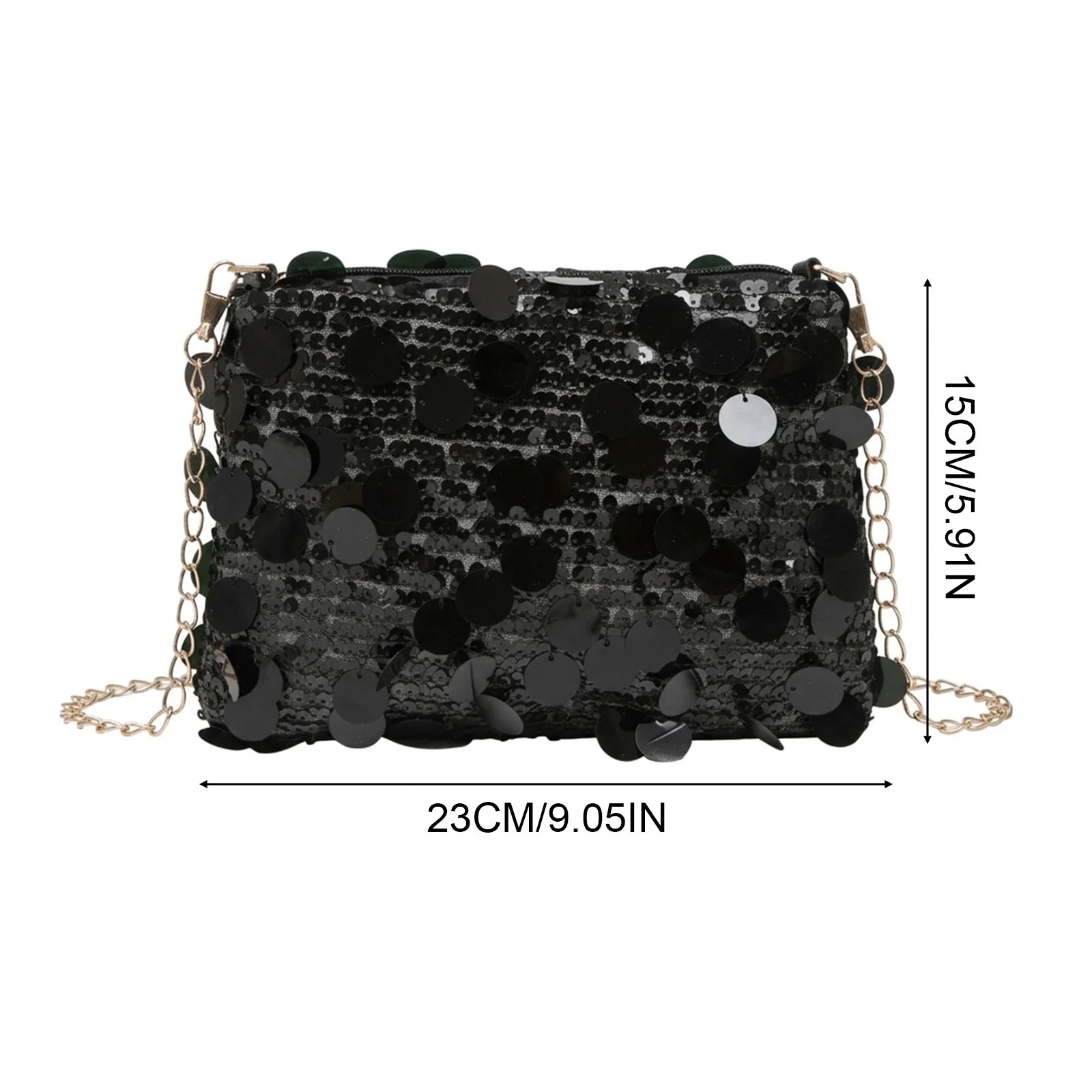 Women Sequins Crossbody Bag With Chain Strap And Colorful Patchwork Design Peaceful Pleasures Health and Wellness