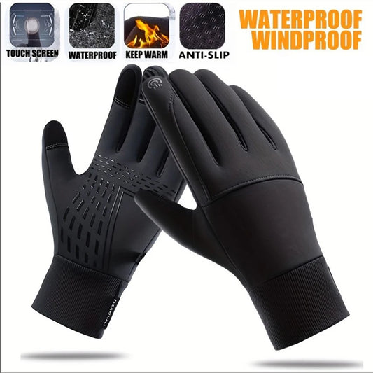1Pair Outdoor Autumn And Winter Plus Velvet Warm Gloves For Men And Women, Touch Screen Non-slip Bicycle Riding Gloves Peaceful Pleasures Health and Wellness