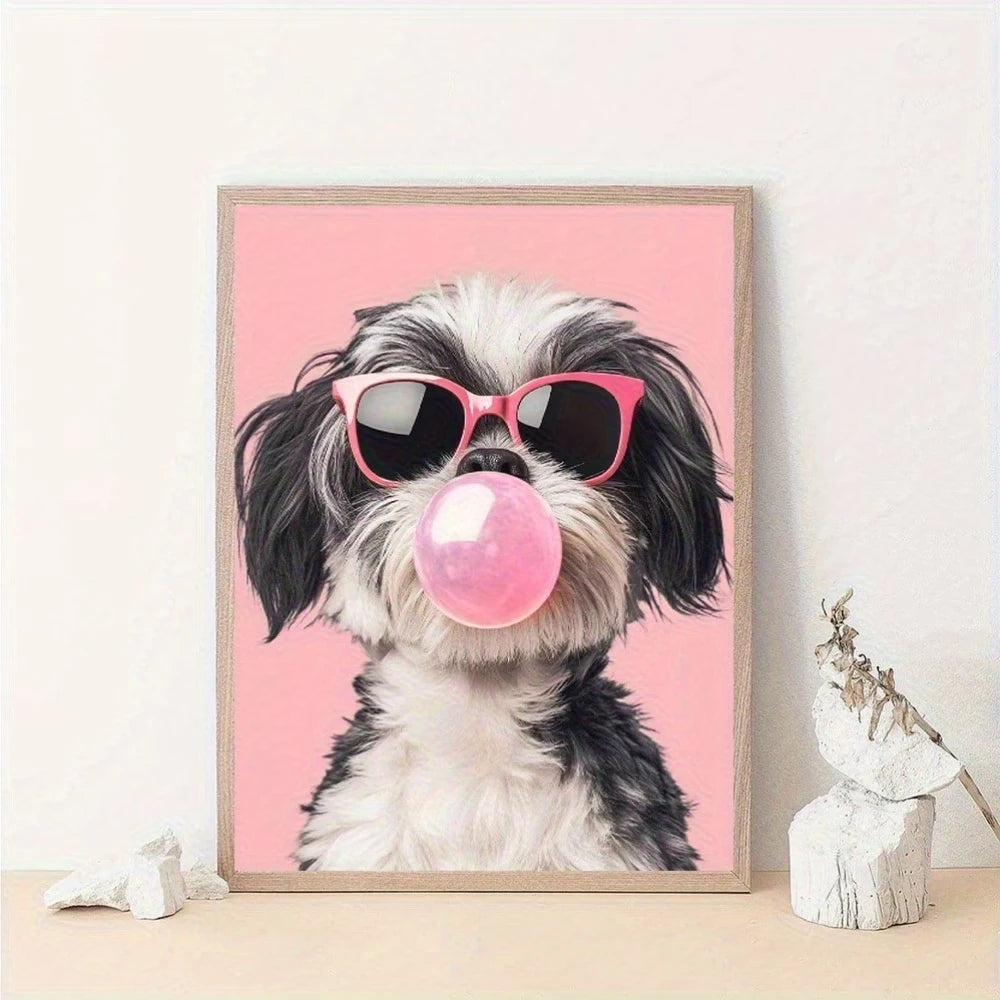 Modern Pink Glasses Bubble Gum Canvas Wall Art Print Poster