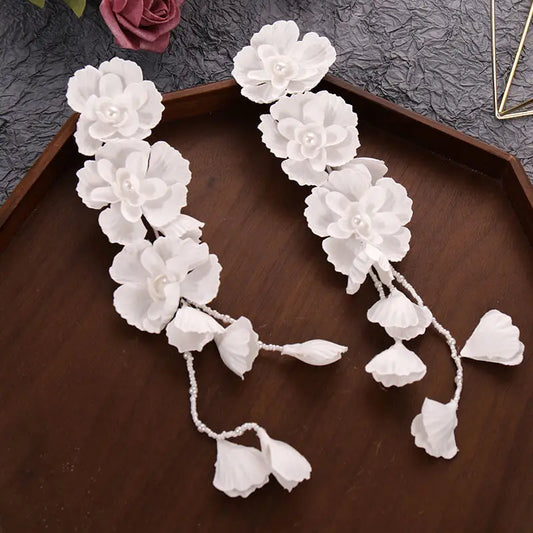 Pearl Hairbands Earrings for Woman Floral Hair Accessories Ear Clips for Special Occasions Party Peaceful Pleasures Health and Wellness