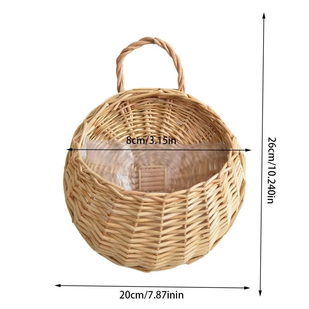 Handmade Wicker Hanging Flower Basket | Wall Planter