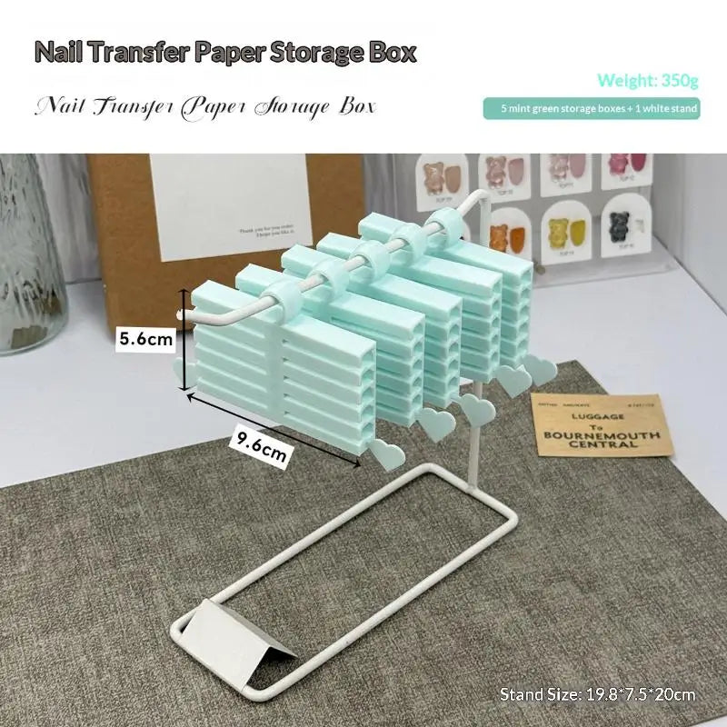 Nail Foil Storage Case Organizer Box For Transfer Paper Portable And Handy Display Stand For Salon Manicure Accessories Peaceful Pleasures Health and Wellness Green