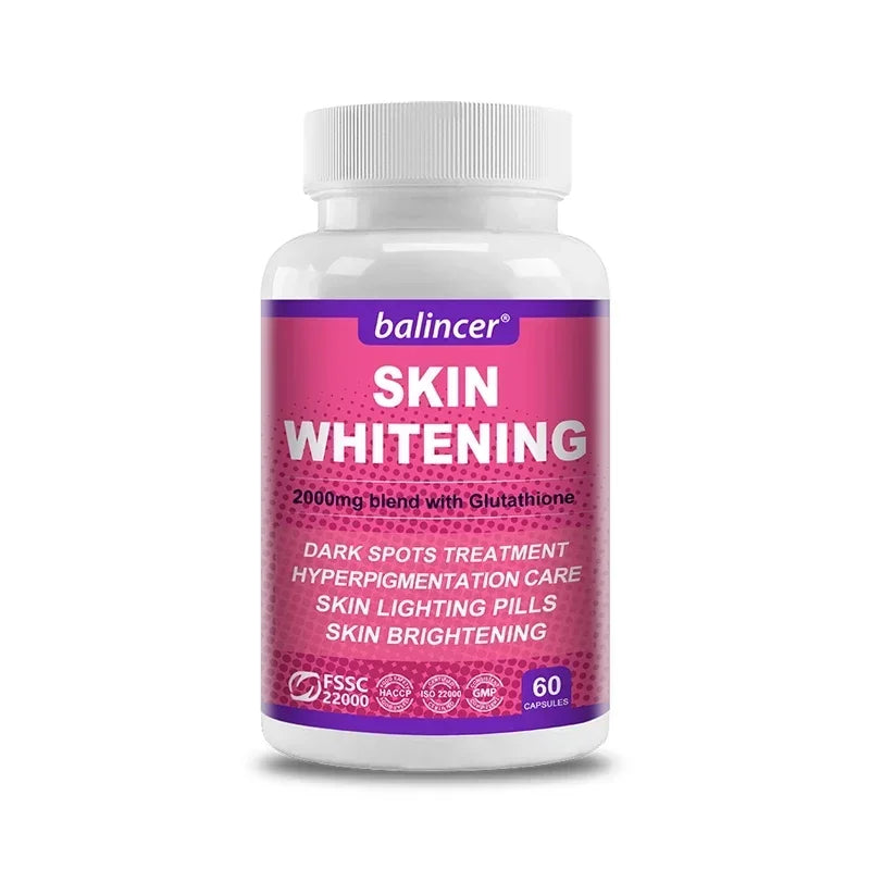 Glutathione + Collagen + Vitamin C Capsules - 2000mcg Skin Whitening, Anti-Aging & Antioxidant, Hair Skin Nails Joint Support Peaceful Pleasures Health and Wellness 60 count- 1 bottle