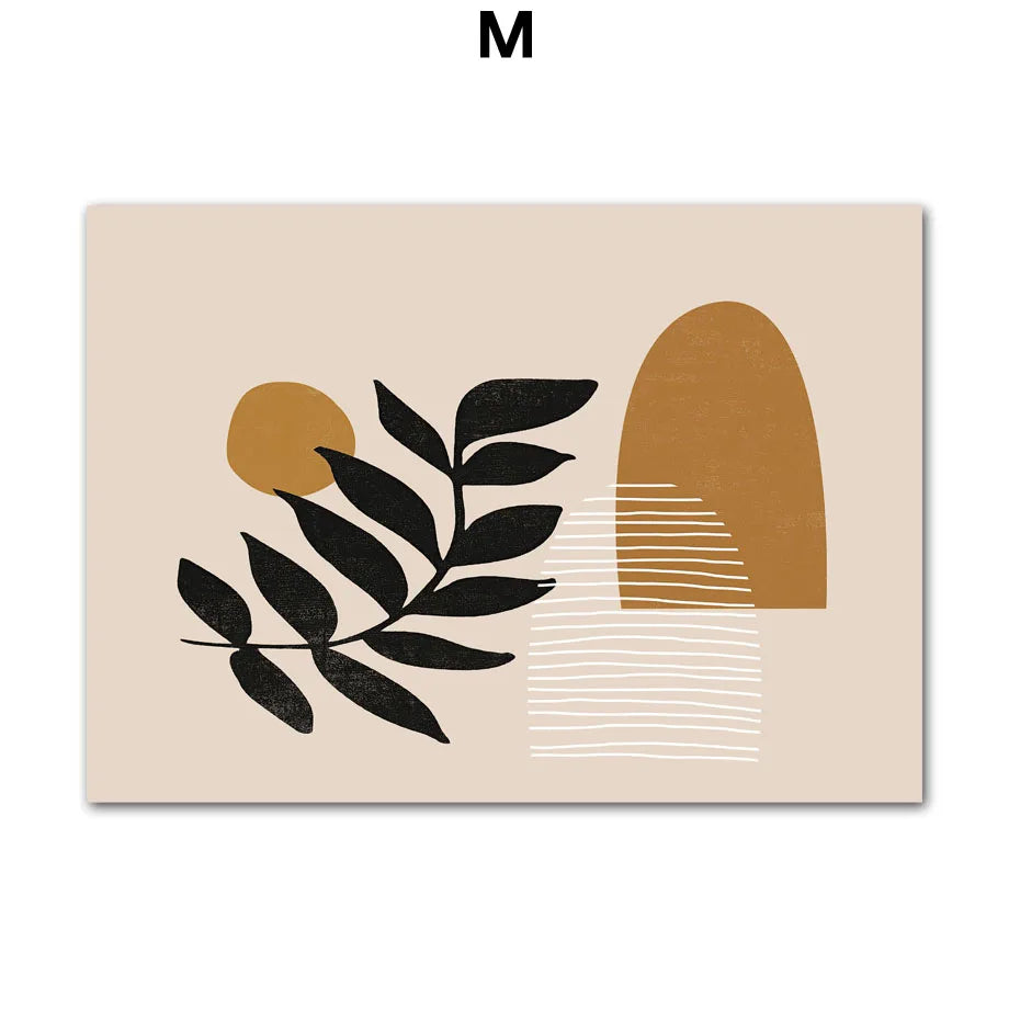 Boho Abstract Line Art Canvas Print | Beige Terracotta Wall Art